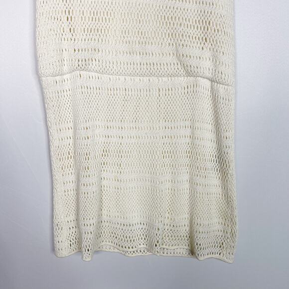 Tibi Medium M Cream Crochet Sleeveless Blouson Drop Waist Dress Tank Liner Scoop - Picture 4 of 11